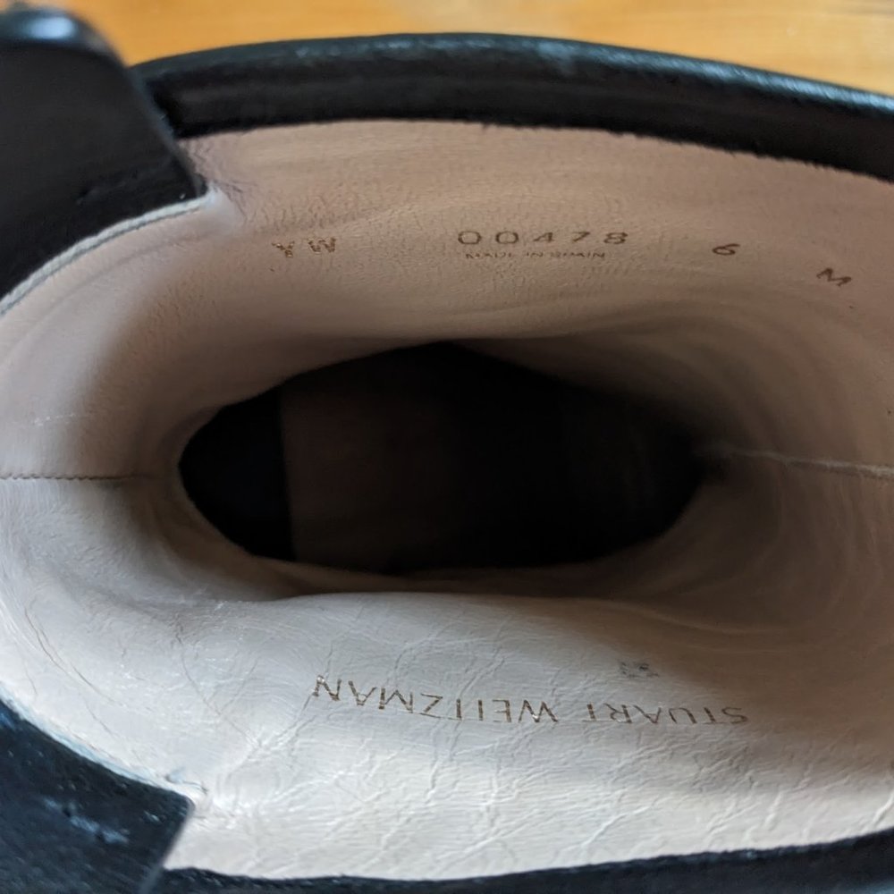 Stuart Weitzman Brooks High Heel Black Leather Booties (Size 6) - Picture 8 of 12